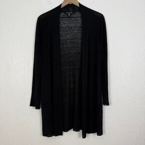 Eileen Fisher Linen Blend Open Front Cardigan Side Slits Minimalist Normcore Sm